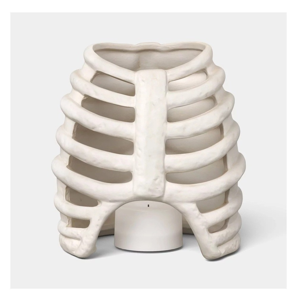 Halloween Rib Cage Candle Holder, White Ceramic - Threshold, Target